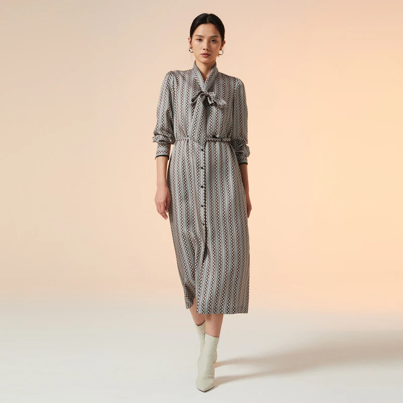 高级感6A级真丝长袖连衣裙223111D1S08