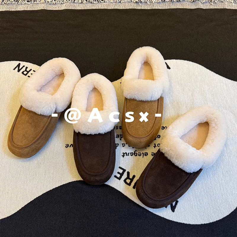 【阿茶】羊毛版本~头层牛皮/跟高3CM /秋冬新款加绒博肯鞋女