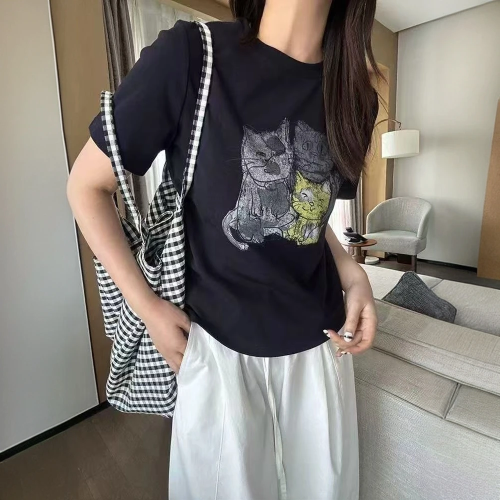 【现货三只猫咪T】定制款正肩显瘦百搭三只猫咪T