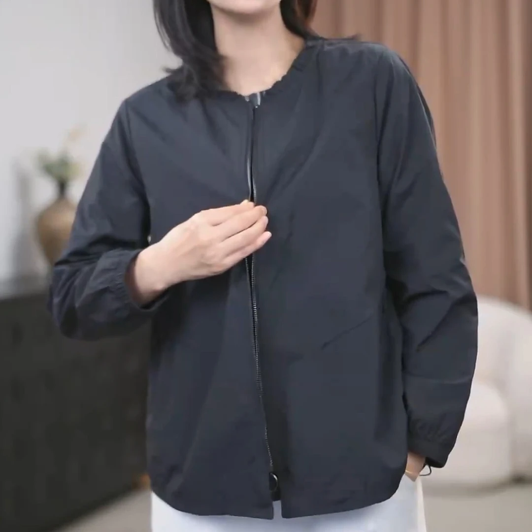 宽松百搭开衫夹克上衣秋季2025新款大码女装时尚休闲防风薄款外套