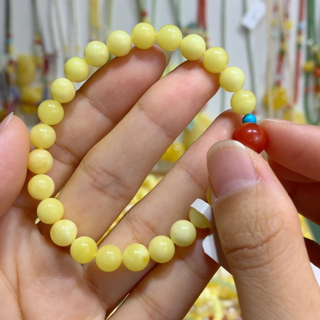 5***4未镶嵌蜜蜡手链7mm