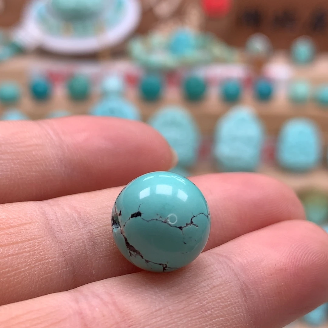 绿松石未镶嵌颈饰原矿绿松石圆珠