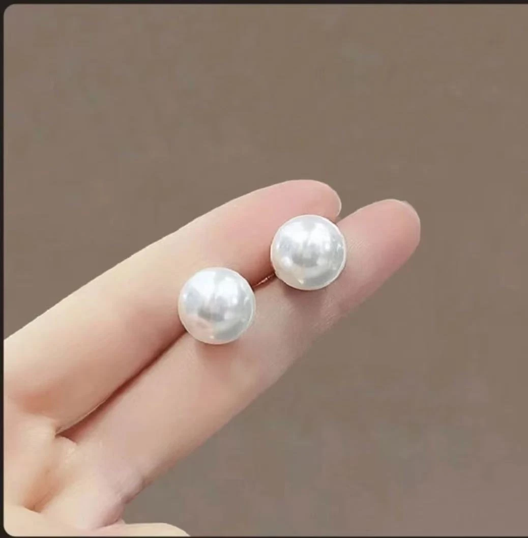 柯总推荐]女神节礼物 天淡水珍珠极光无暇9-10mm左右 空姐素耳钉