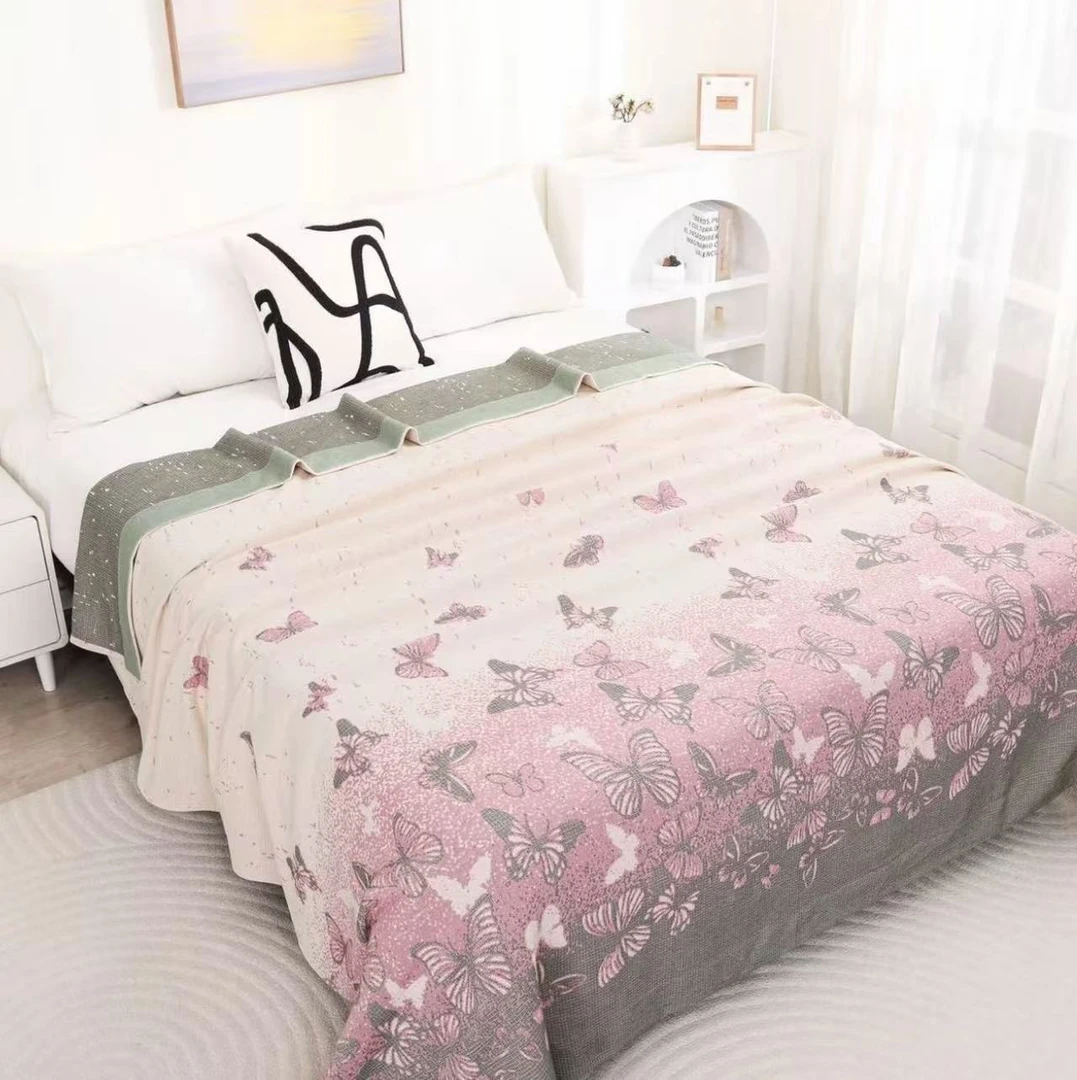 x【蝶依】230*250cm高端雨露麻四季通用多功能床盖亲肤透气机洗