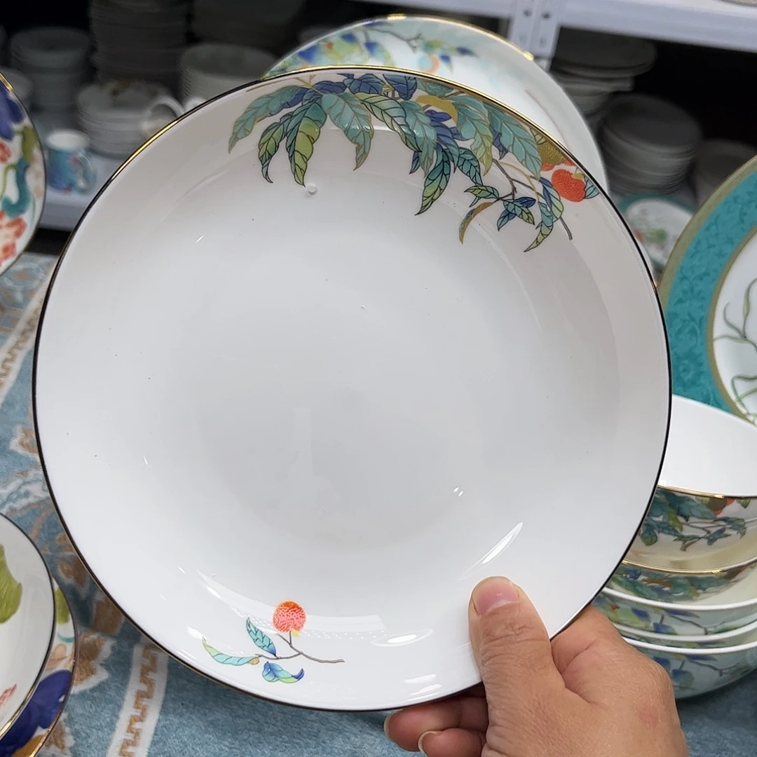 瓷片荔枝七寸深盘六个