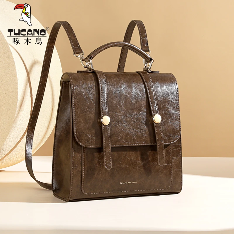 秋冬时尚百搭复古休闲多功能韩版潮流洋气网红大容量双肩背包包包