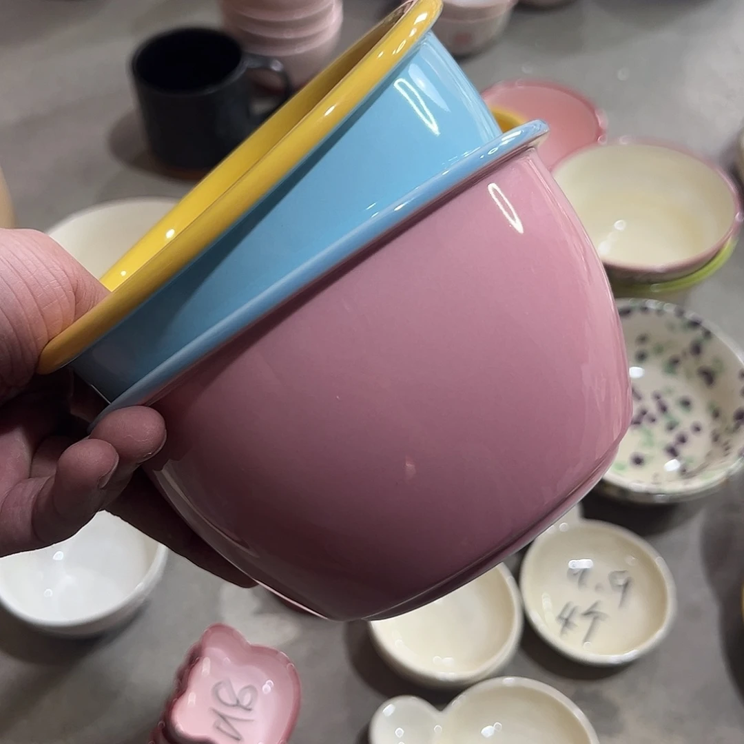 瓷米其林蓝色粉色6寸碗2个装