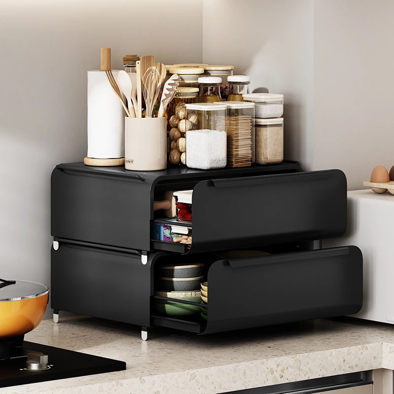 角落台面厨房置物架家用多功能调味品收纳柜免打孔调料架储物柜子