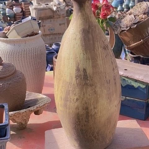 紫砂花盆口6.5高度39无孔花期瑕疵