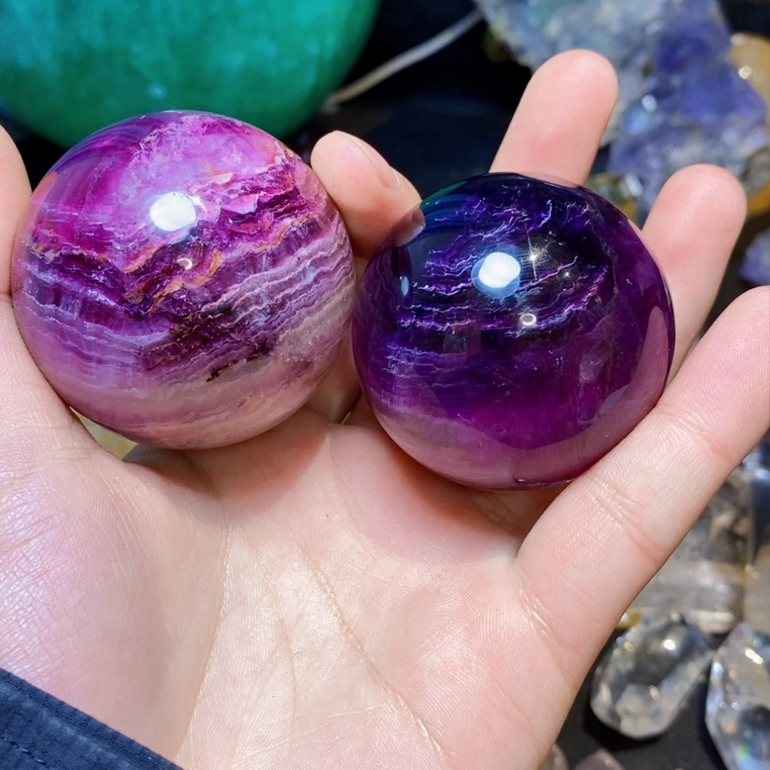 萤石天然紫萤石球未镶嵌兔*