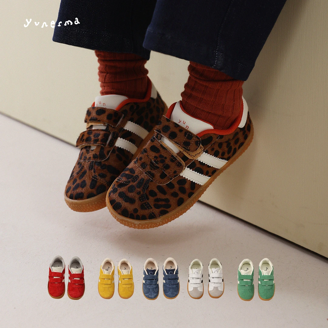 允儿妈女童秋季新款真皮魔术贴板鞋宝宝春秋时尚运动鞋儿童休闲鞋