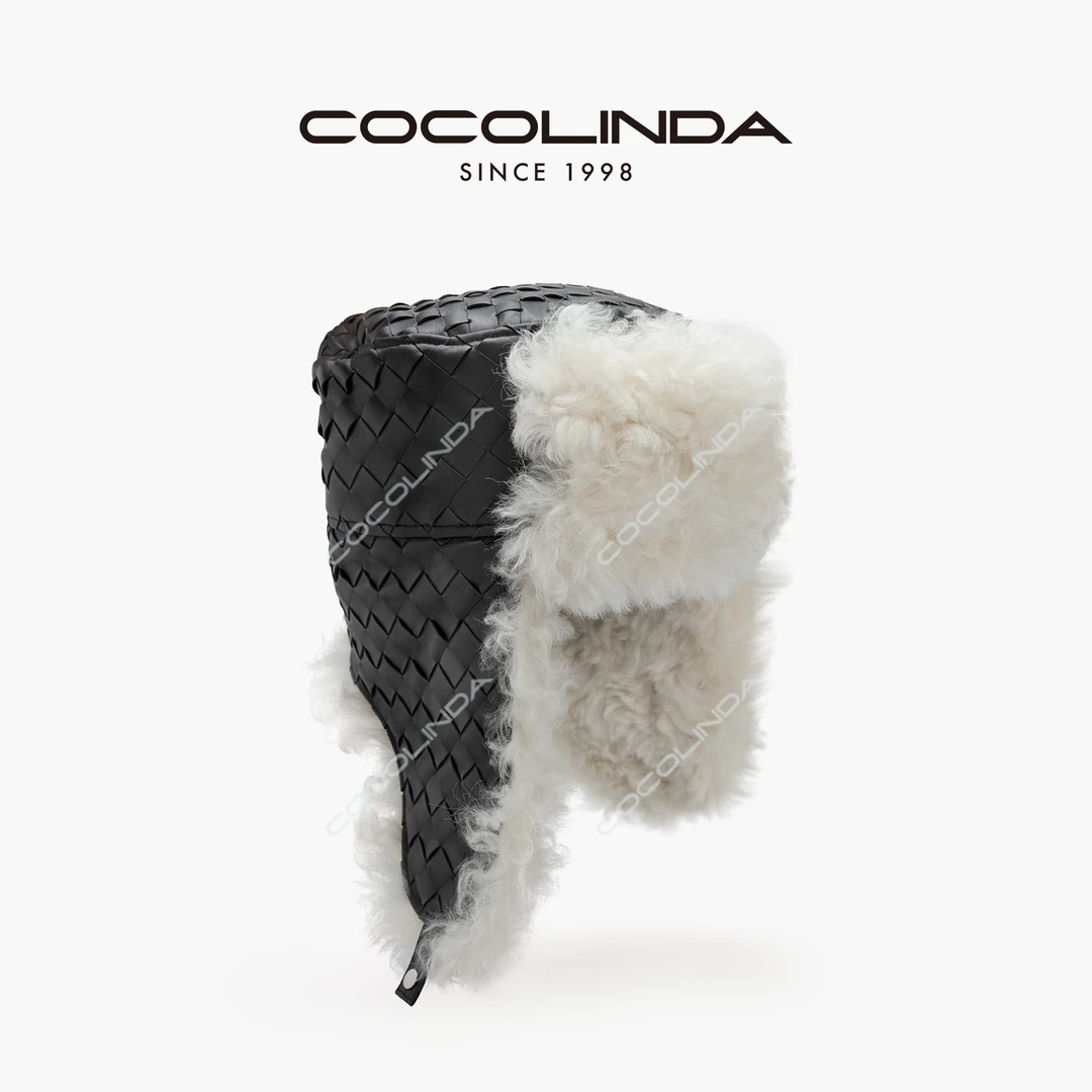 COCOLINDA | 羊皮毛手工编织老钱风羊卷毛雷锋帽F5382