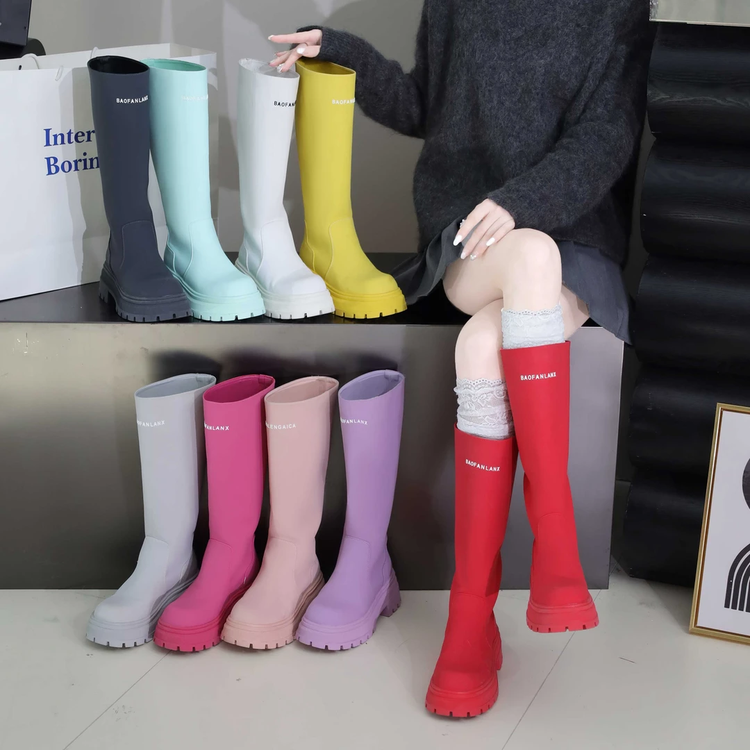 【月笙轻奢】2025春夏新款百搭显高厚底防滑潮流高筒显瘦女靴23-504