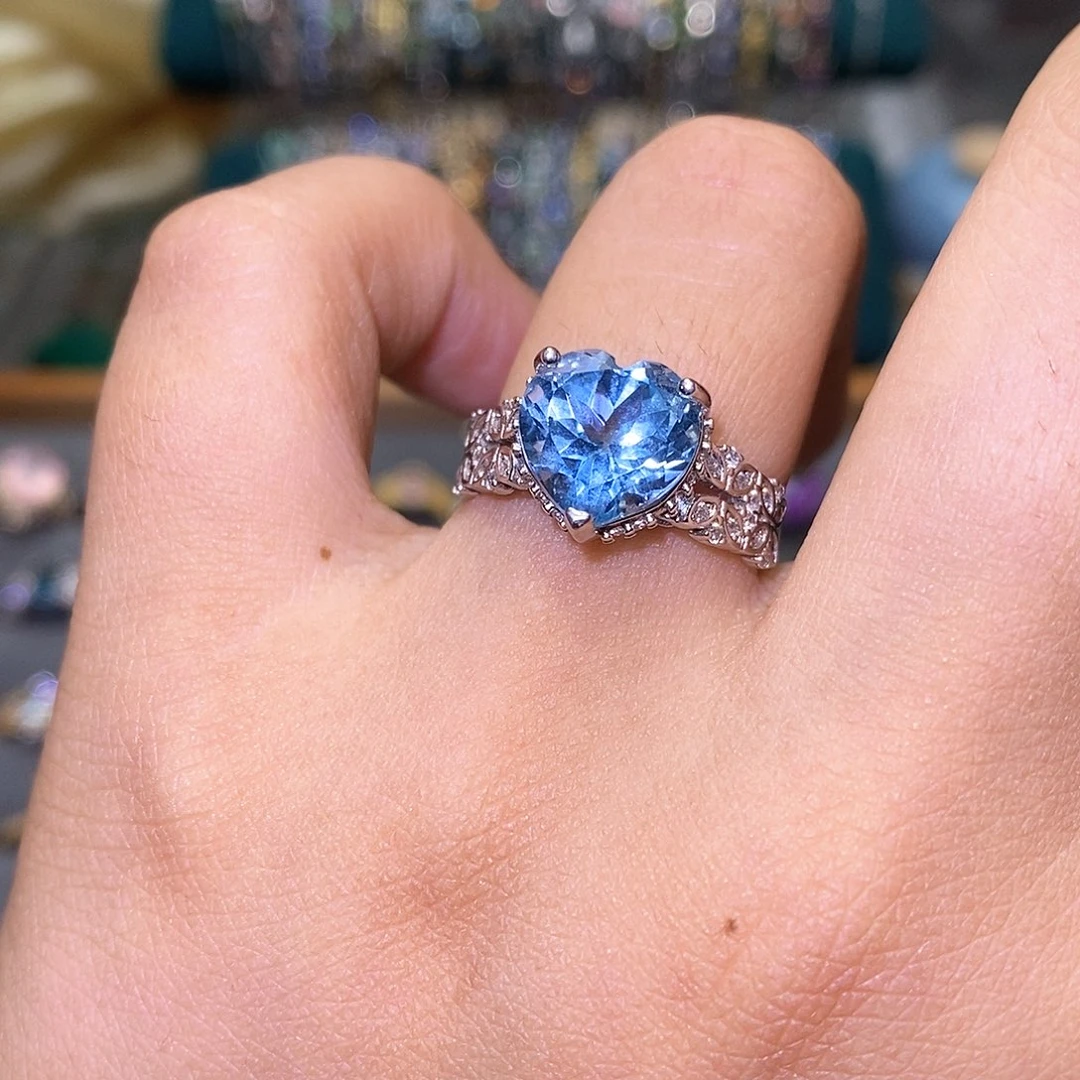 托帕石戒指银S925镶嵌