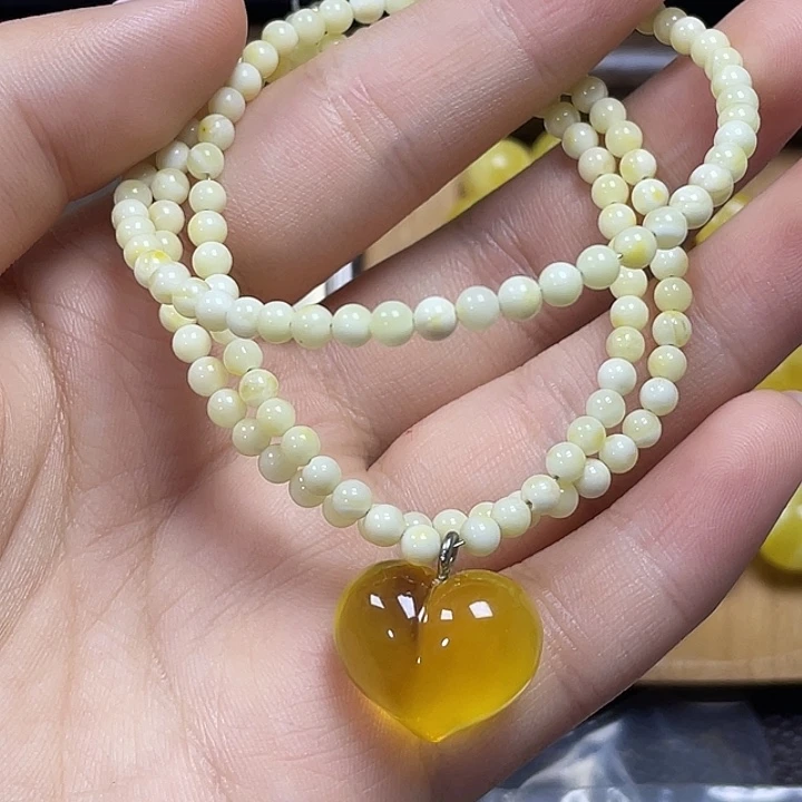 琥珀未镶嵌珠宝奇石小米链3mm➕