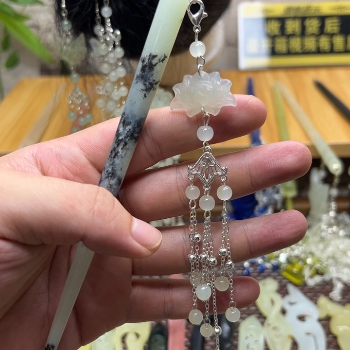 合金蛇纹石玉发饰