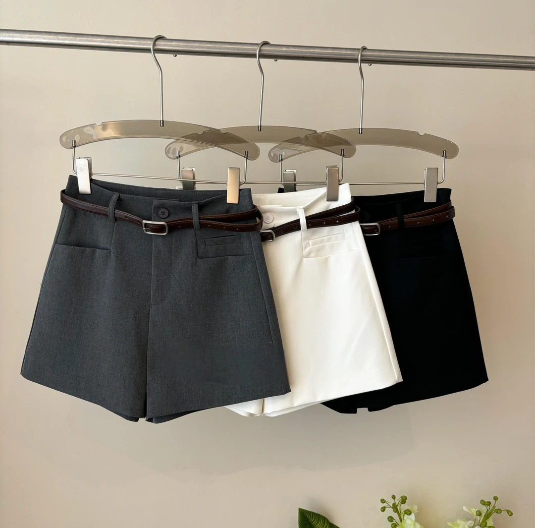 韩版短裤a字女纯色ins黑色短裤百搭简约高腰气质宽松显瘦