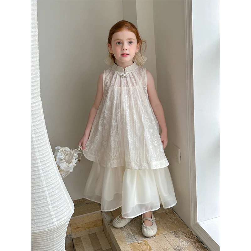 2025夏”月色华赏”女童吊带内搭＋国风罩衫连衣裙57145