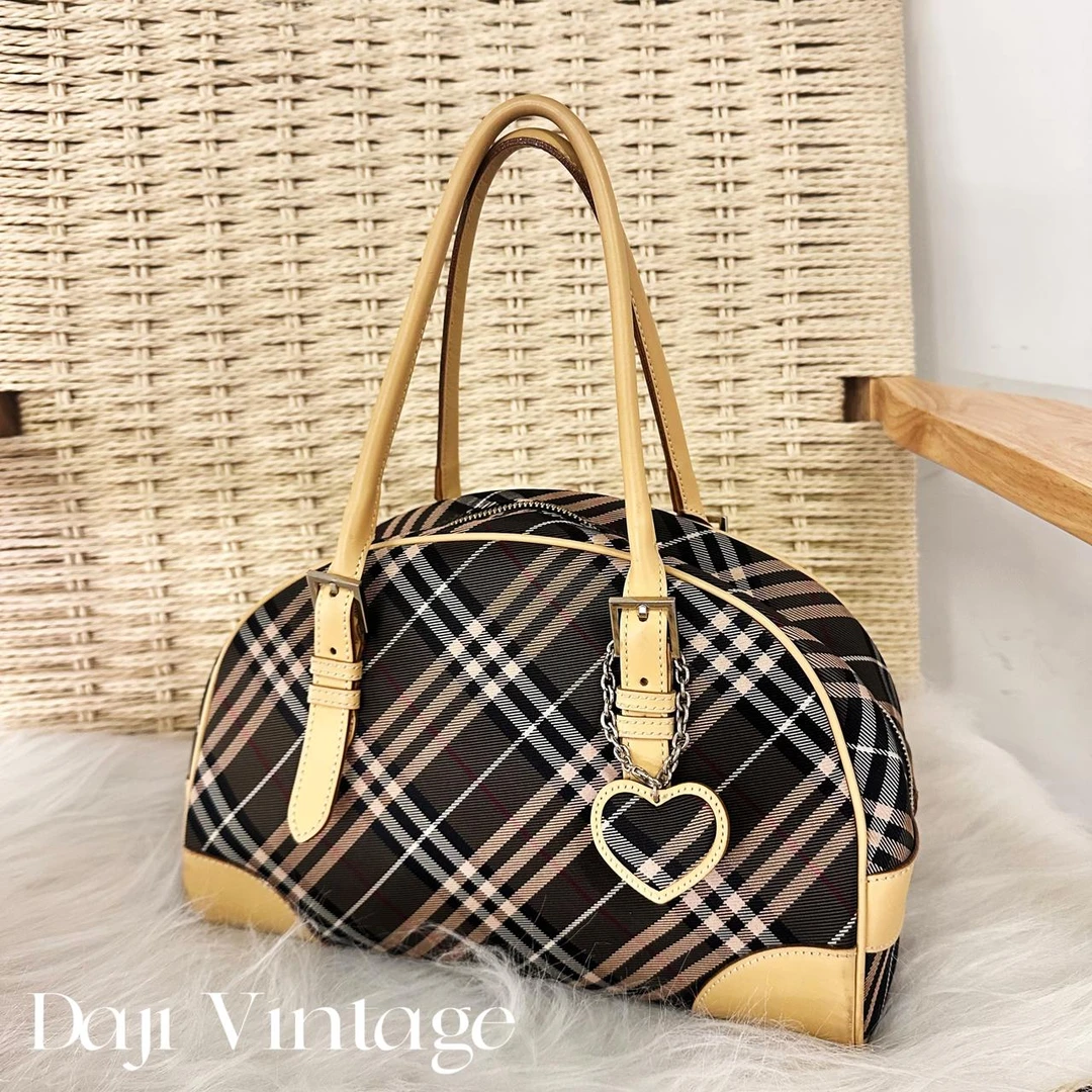 大吉中古/Burberry博柏利格纹保龄球手提包