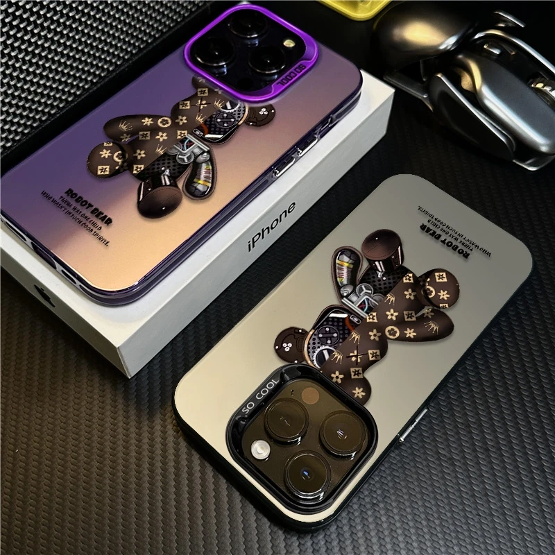 潮酷小熊适用苹果16promax手机壳iPhone15创意14保护套17新款卡通