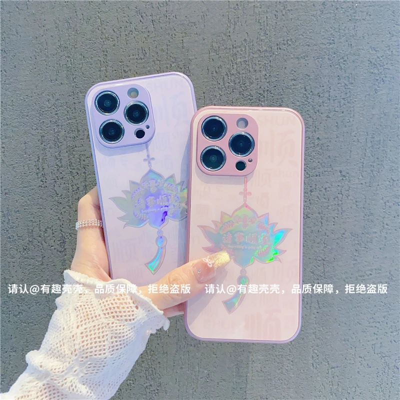 金属烫金玻璃壳适用苹果iPhone16/华为荣耀/OPPO/VIVO/小米手机壳