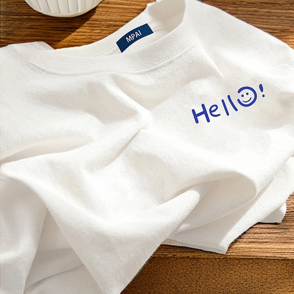 MPAI夏季T恤男女白色T恤男女园领简约上衣长袖打底衫百搭上衣