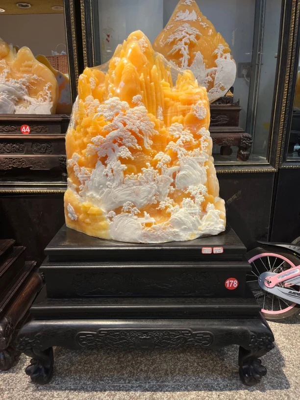 新中式山水摆件工艺品直接落地摆放、酒店客厅家具客气设计风格