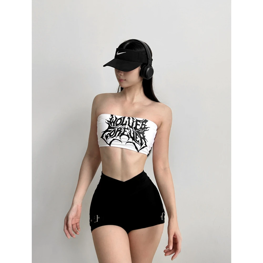 2025狼头抹胸防滑健身背心女无肩带运动内衣瑜伽文胸中强度训练服