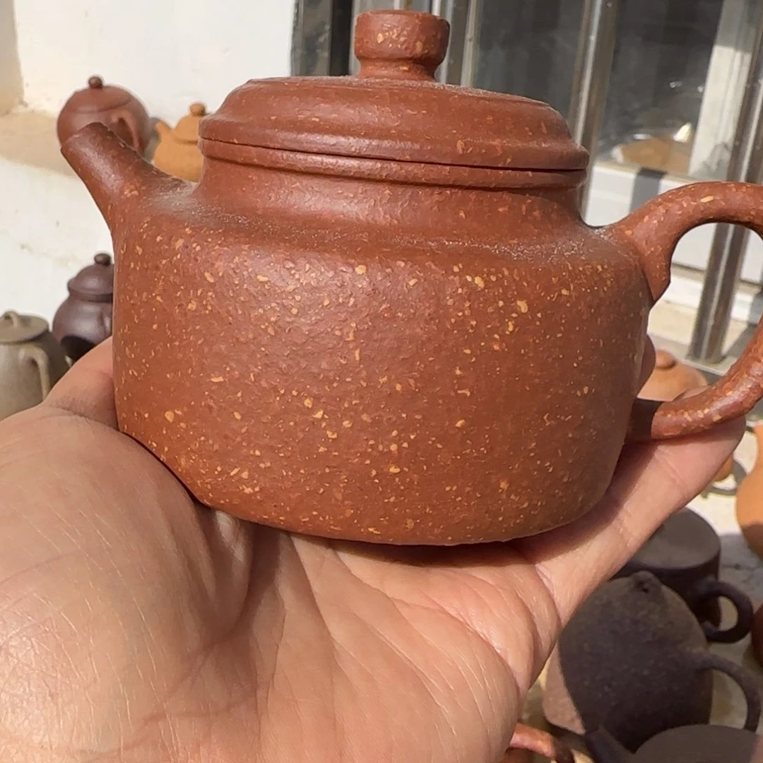 紫砂茶壶万**光八目红降德钟220cc