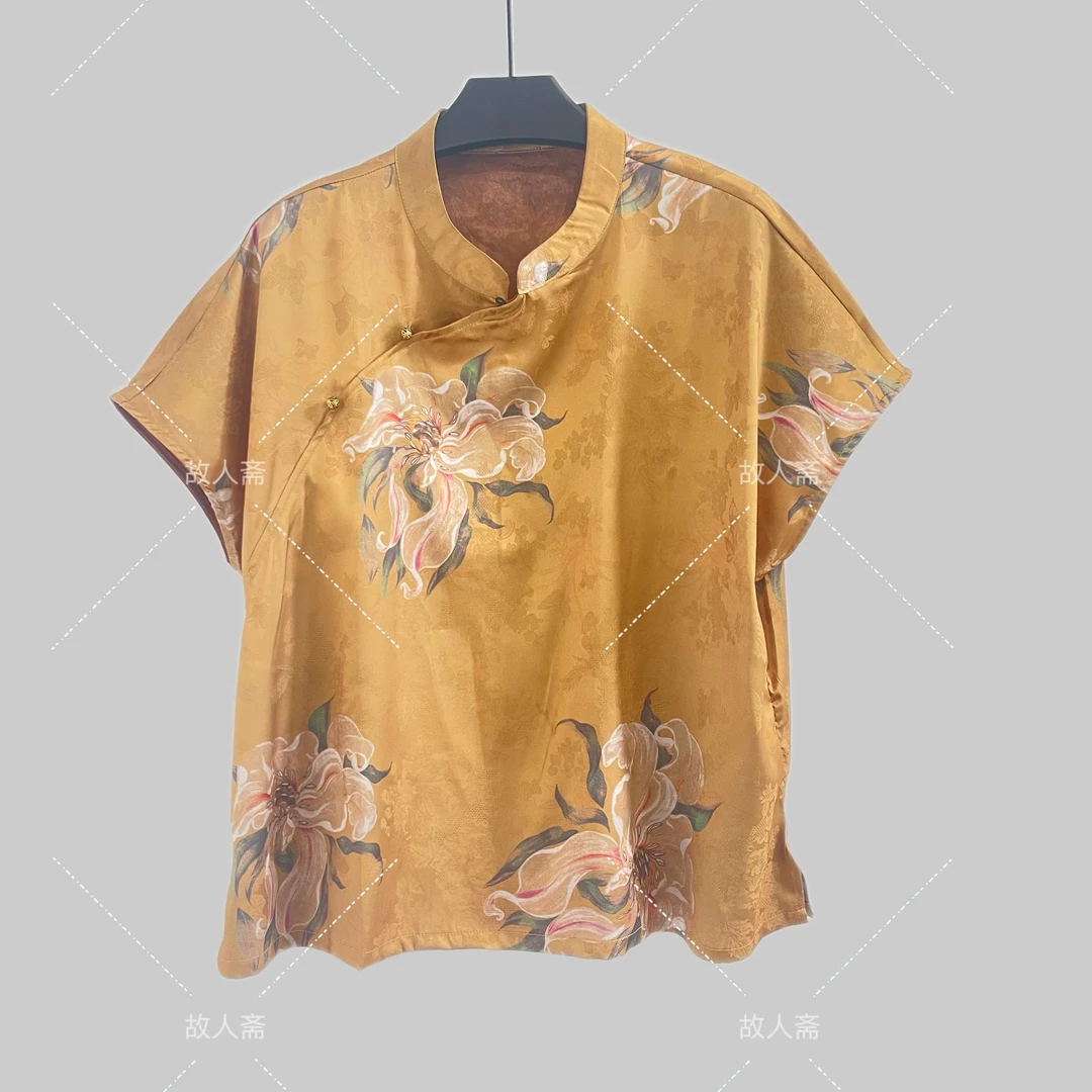 【6137】新中式国风2025新款时尚休闲提花短袖上衣-6137