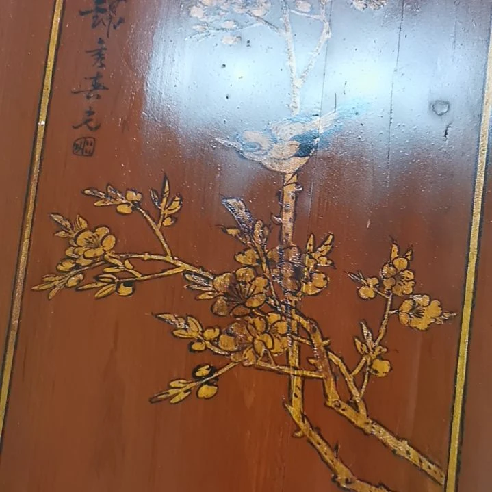 博***画香榧木老木雕花版一片