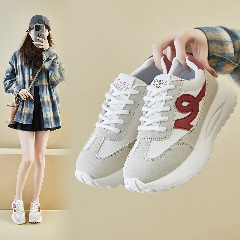 ins韩版阿甘鞋女潮2025春季增高新款学生跑步运动休闲老爹鞋2507