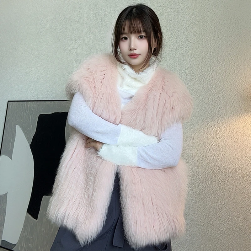 【幼奈】2025冬季新款网红爆款双面编织狐狸毛女显瘦年轻款皮草马甲