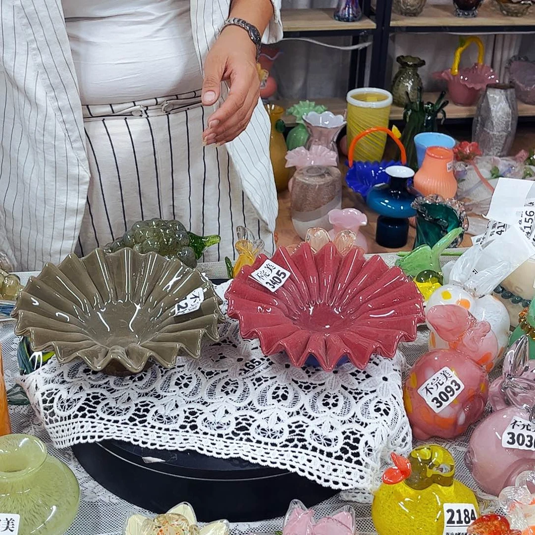 2个盘 家悦琉璃工艺品不完美