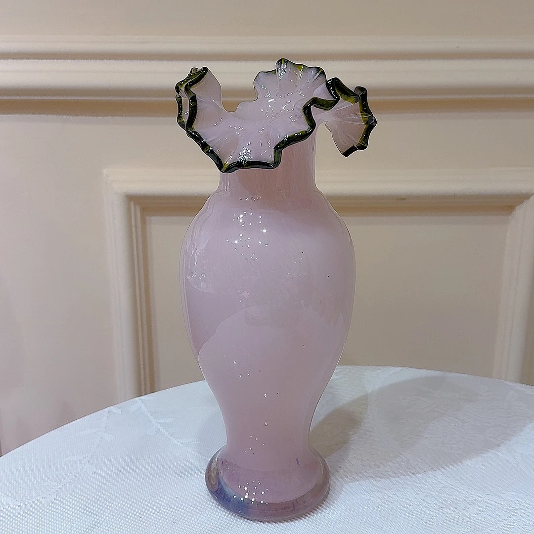 创意手工琉璃花瓶客厅玄关电视柜芬顿花瓶条纹路花瓶桌面装饰花瓶