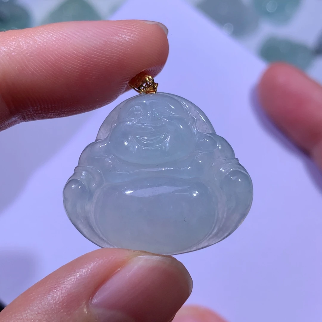 翡翠颈饰18K金镶嵌佛公