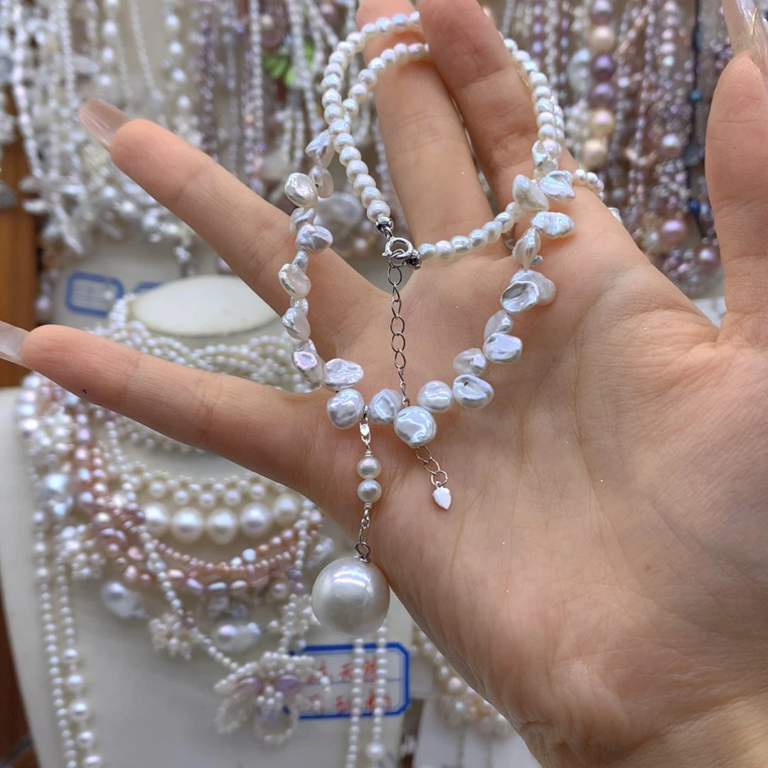 合金淡水珍珠手链