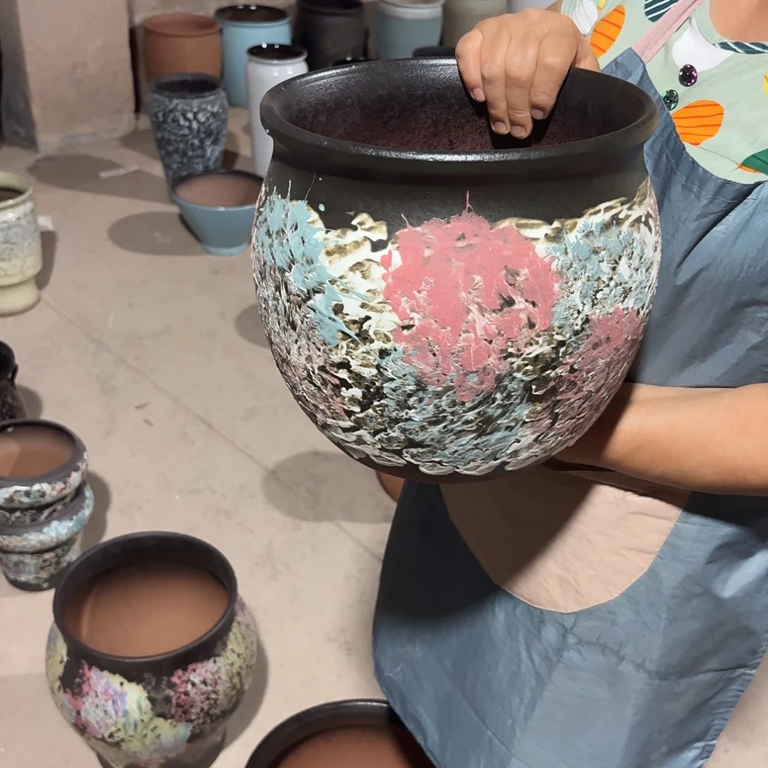 紫砂花盆口24高24