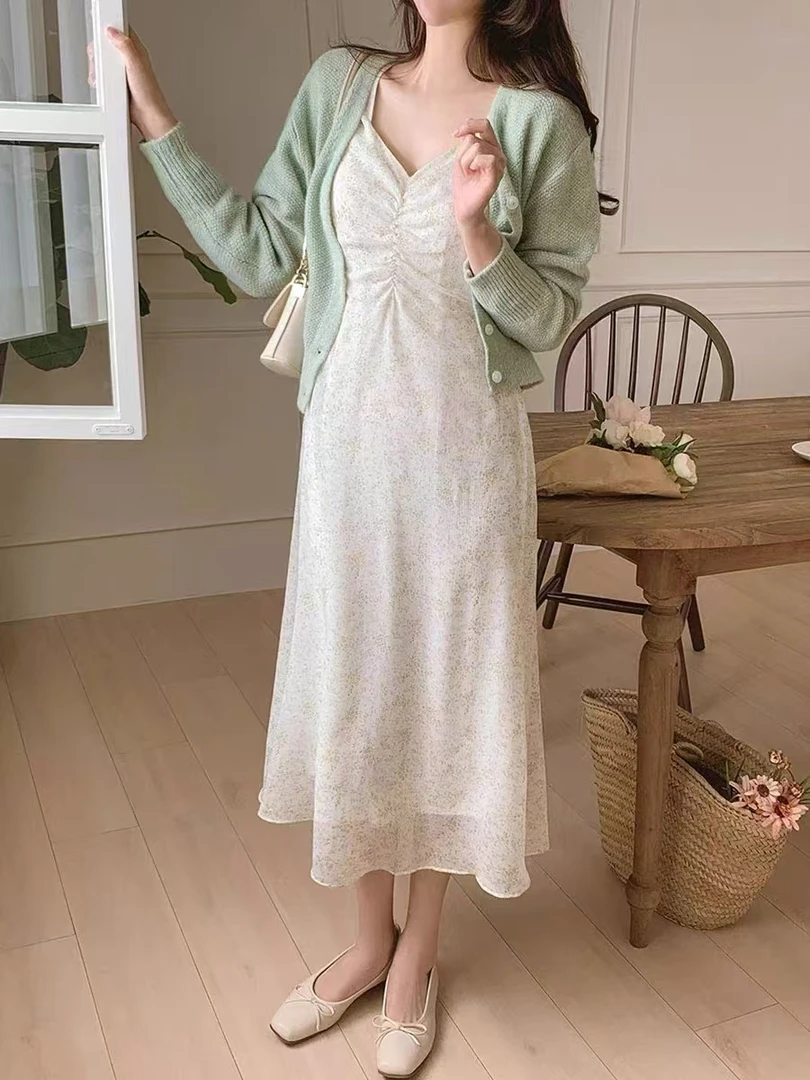 400-499 黑色系桃子柠檬家碎花连衣裙