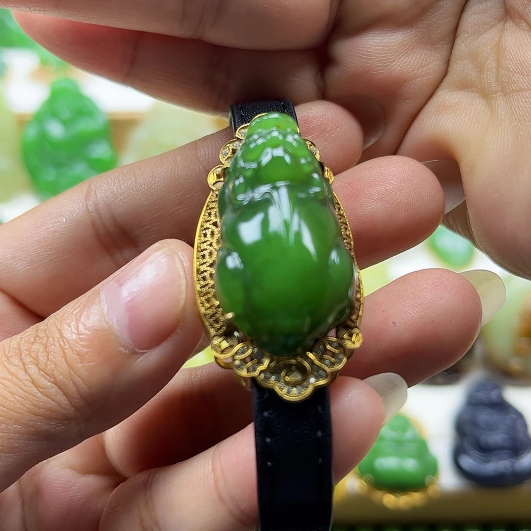 银S925镶嵌手串和田玉手牌可挂