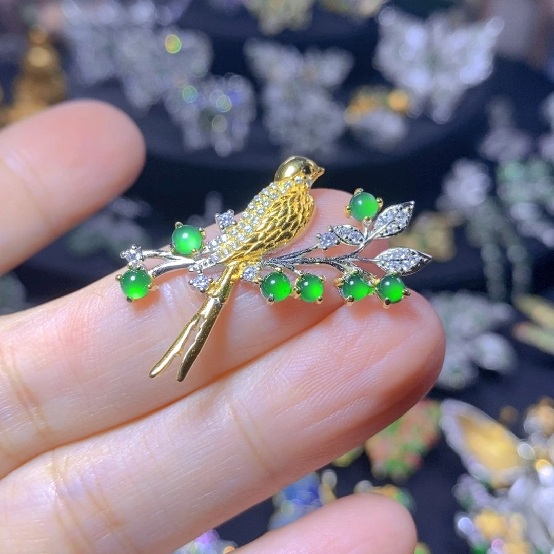 翡翠银S925镶嵌颈饰天然翡翠