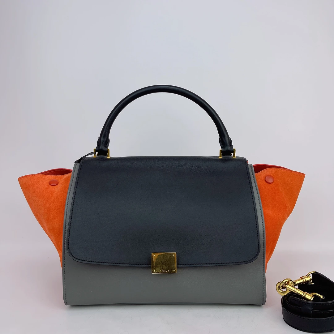 95新 Celine/思琳 赛琳 拼色秋千手提单肩包底长30 J654