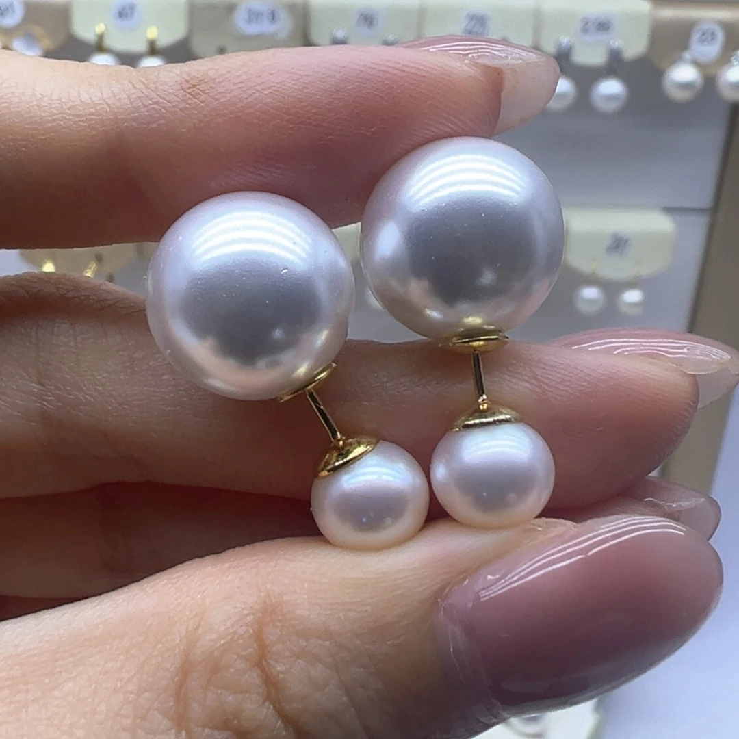 银S925镶嵌淡水珍珠耳饰