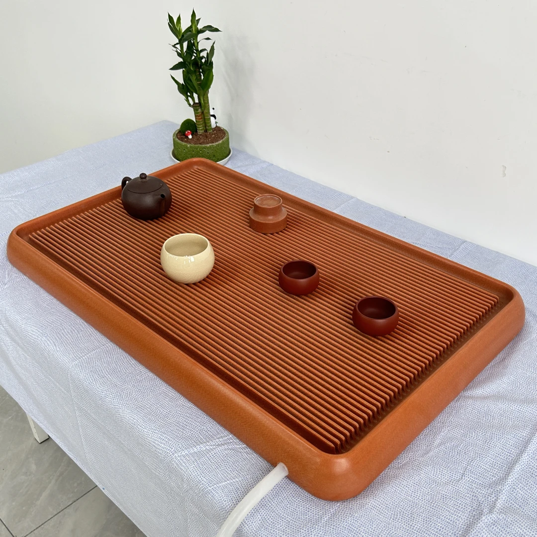 大橙金龙鳞纹电木茶盘6cm轻奢设计家用办公电木茶盘精工打磨素盘