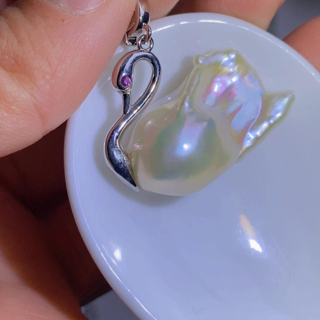 银S925镶嵌天然淡水珍珠淡水珍珠