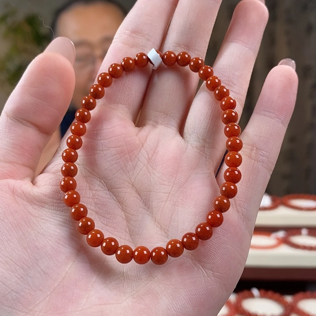 南红玛瑙未镶嵌手串原矿5mm+高品级别满色满肉瓦西川料
