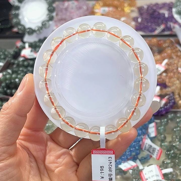 水晶手链未镶嵌臣***啊黄水晶9.3m