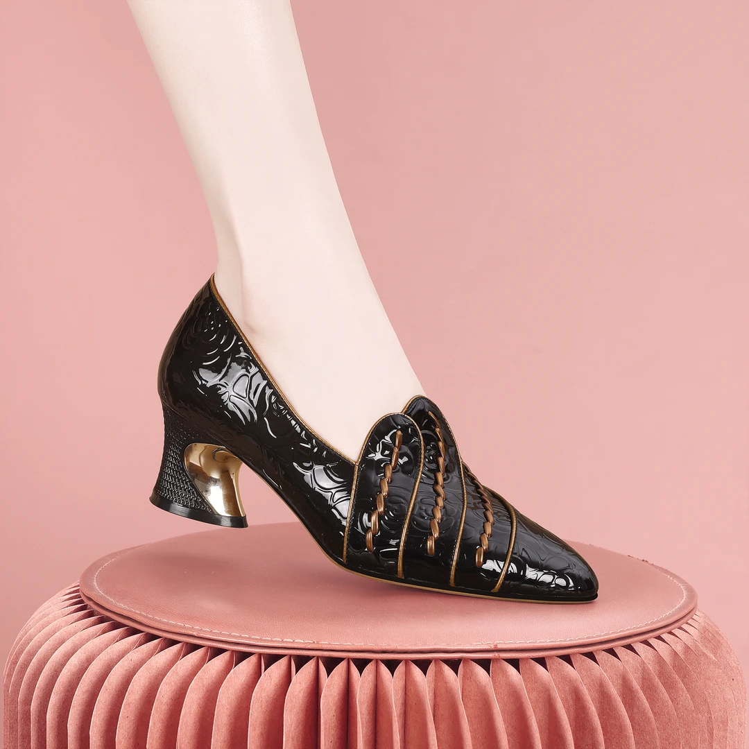 梵芮诗时尚2025年春秋新款简约轻奢女士气质低跟单鞋-J2168