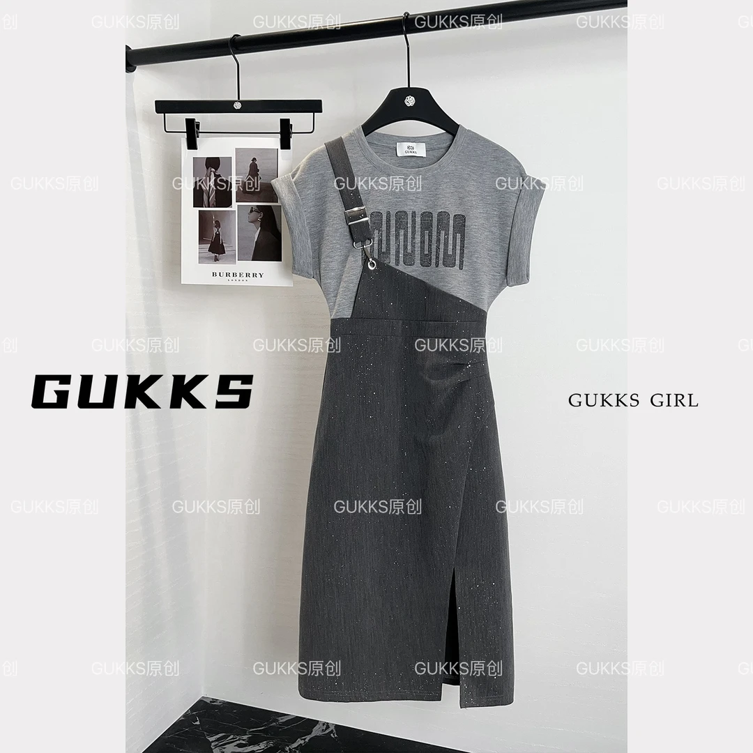 GUKKS/雅致拼色加两件气质显瘦女装连衣裙GK517