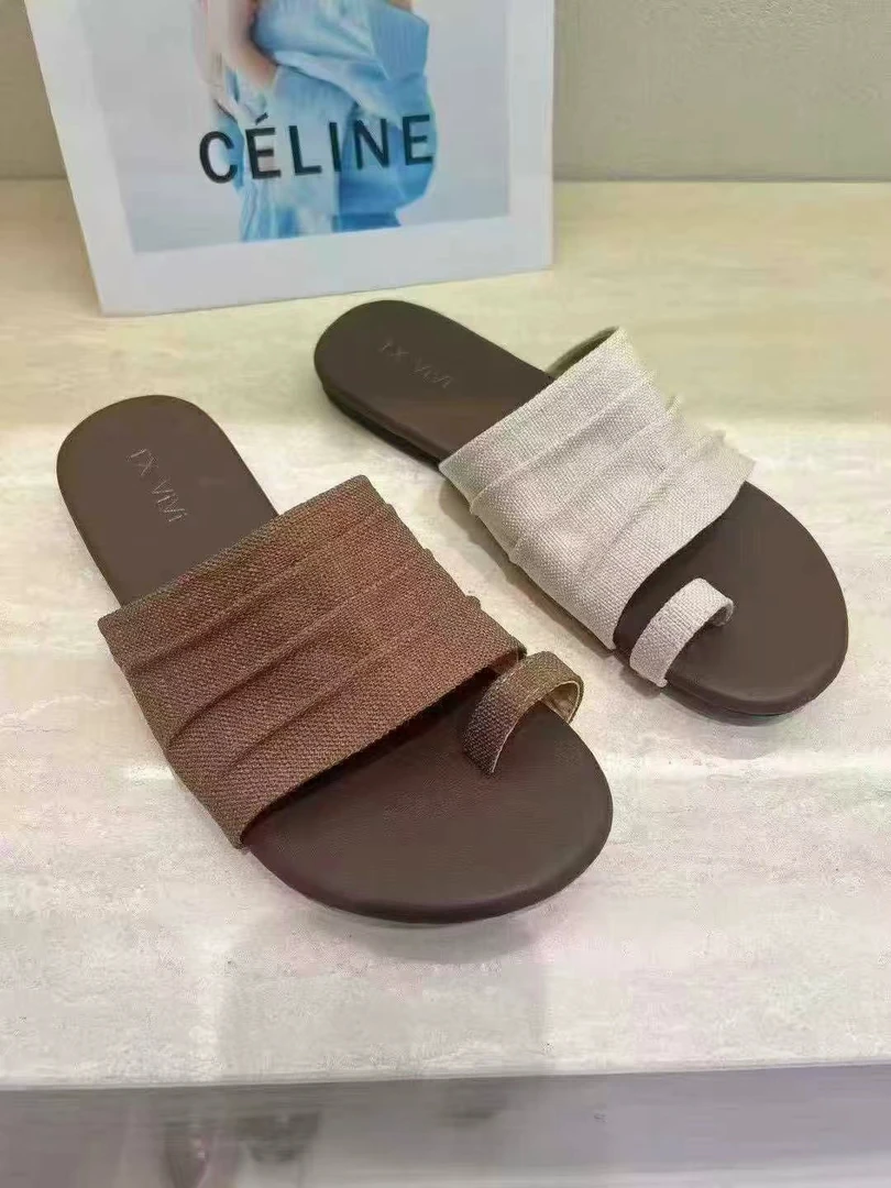 6-1平底套趾坡跟纯色沙滩防滑一字拖女士经典休闲夏季